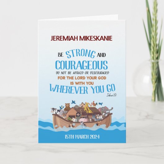 Doopsel Jongen Noach's Ark Thema Kaart (Voorkant)