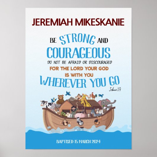 Doopsel Jongen Noach's Ark Thema Poster (Voorkant)