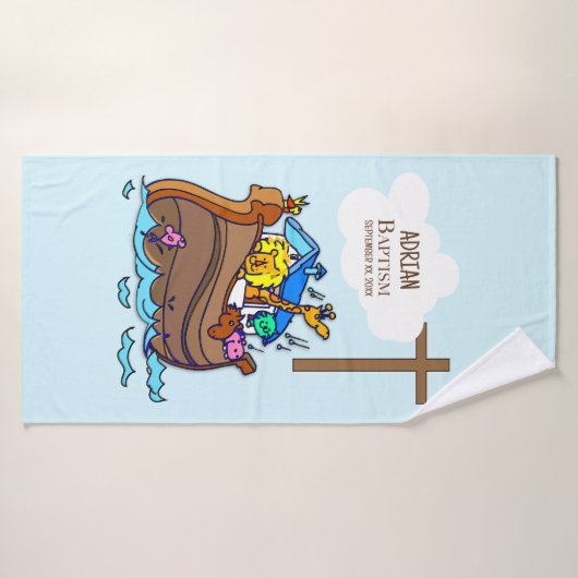 Doopsel Jongen Noah's Ark, schattige dieren gepers Badhanddoek (Badhanddoek)