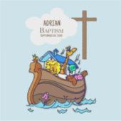 Doopsel Jongen Noah's Ark, schattige dieren gepers Sticker (Voorkant)