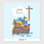 Doopsel Jongen Noah's Ark, schattige dieren gepers Sticker (Vel)