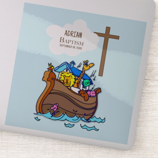 Doopsel Jongen Noah's Ark, schattige dieren gepers Sticker (Detail)