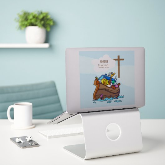 Doopsel Jongen Noah's Ark, schattige dieren gepers Sticker (Laptop op bureau)