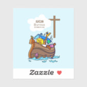 Doopsel Jongen Noah's Ark, schattige dieren gepers Sticker (Vel)