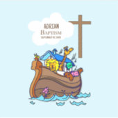 Doopsel Jongen Noah's Ark, schattige dieren gepers Sticker (Voorkant)