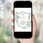 Doopsel kam blauwe bloemen jongen kaart