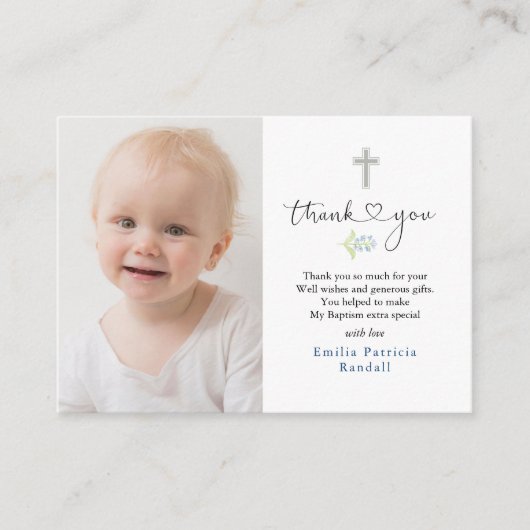Doopsel Kruis Foto Dank u kaart (Voorkant)