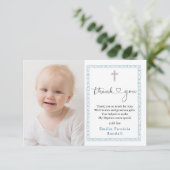 Doopsel Kruis Foto Dank u kaart (Staand voorkant)