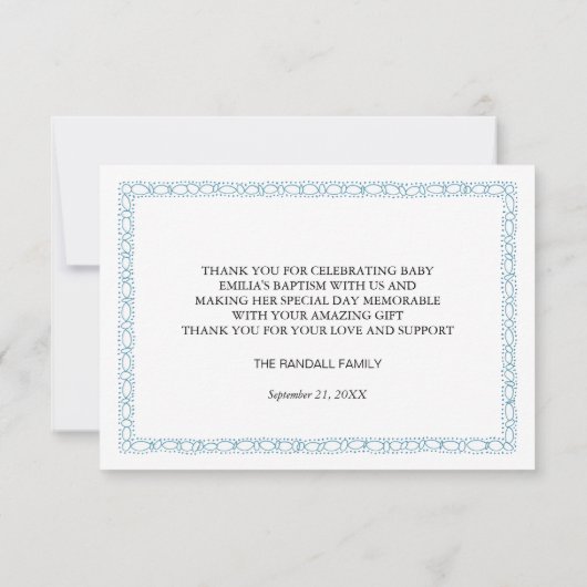 Doopsel Kruis Foto Dank u kaart (Achterkant)