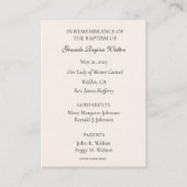 Doopsel Meisje Bloemen Roze Herdenking Heilige Kaa Visitekaartje (Achterkant)