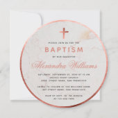 Doopsel Meisje Faux Roos Goud Marmer Roze Script Kaart (Voorkant)