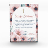 Doopsel Meisje Grote Roze Bloemen Rond Grens Fotoblokken (Voorkant)