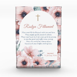 Doopsel Meisje Grote Roze Bloemen Rond Grens Fotoblokken