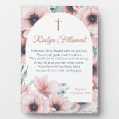 Doopsel Meisje Grote Roze Bloemen Rond Grens Fotoplaat (voorkant)