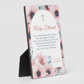 Doopsel Meisje Grote Roze Bloemen Rond Grens Fotoplaat (Zijkant)