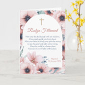 Doopsel Meisje Grote Roze Bloemen Rond Grens Kaart (Gele Bloem)