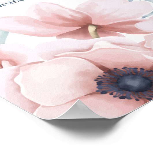 Doopsel Meisje Grote Roze Bloemen Rond Grens Poster (Hoek)