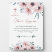 Doopsel Meisje  Roze Bloemen Fotoplaat (voorkant)