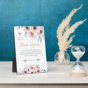 Doopsel Meisje  Roze Bloemen Fotoplaat