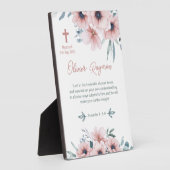 Doopsel Meisje  Roze Bloemen Fotoplaat (Zijkant)