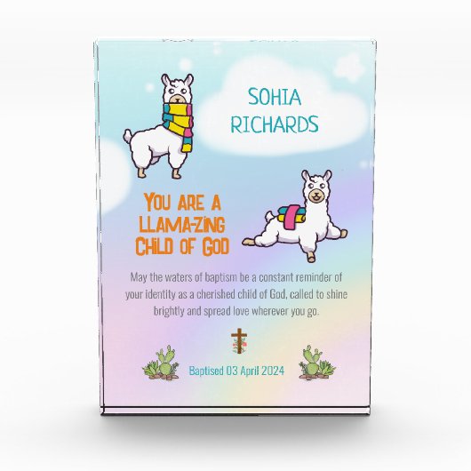 Doopsel Meisje Schattige Llama Thema Fotoblokken (Voorkant)