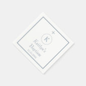 Doopsel Monogram Initialen Dusty Blue White Elegan Servet (Hoek)