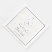 Doopsel Monogram Initialen Dusty Blue White Elegan Servet (Hoek)