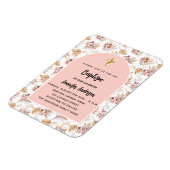 Doopsel pampas bloemetjes roos goudroze uitnodigin magneet (Linkerzijde)