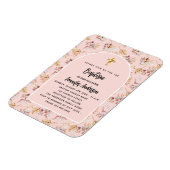 Doopsel pampas bloemetjes roos goudroze uitnodigin magneet (Linkerzijde)