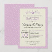 Doopsel Roze Uitnodiging - Spaans (Voorkant / Achterkant)