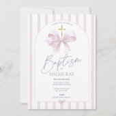Doopsel Uitnodiging Meisje, Modern Roze Boog & Gou (Voorkant)