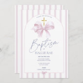 Doopsel Uitnodiging Meisje, Modern Roze Boog & Gou (Voorkant / Achterkant)