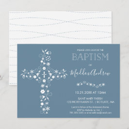 Doopsel, Uitnodiging tot doop, Blauw Modern