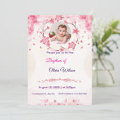 Doopsel uitnodiging voor Olivia Wilson (Staand voorkant)