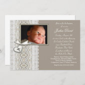 Doopsel van de Foto van de Jongen van het ivoor Kaart (Voorkant / Achterkant)