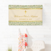 Doopsel Welkom Bladergebladerte Faux Gold Green Le Spandoek (Insitu)