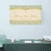 Doopsel Welkom Bladergebladerte Faux Gold Green Le Spandoek (Beurs)