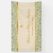 Doopsel Welkom Bladergebladerte Faux Gold Green Le Spandoek (Verticaal)