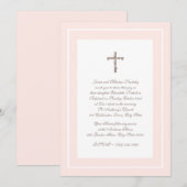 Doopsel Zacht Roze en Bruin Kaart (Voorkant / Achterkant)