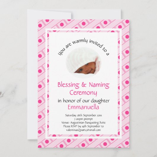 doopsel | ZEGEN NAAMGEVING | roze | Foto Kaart (Voorkant)