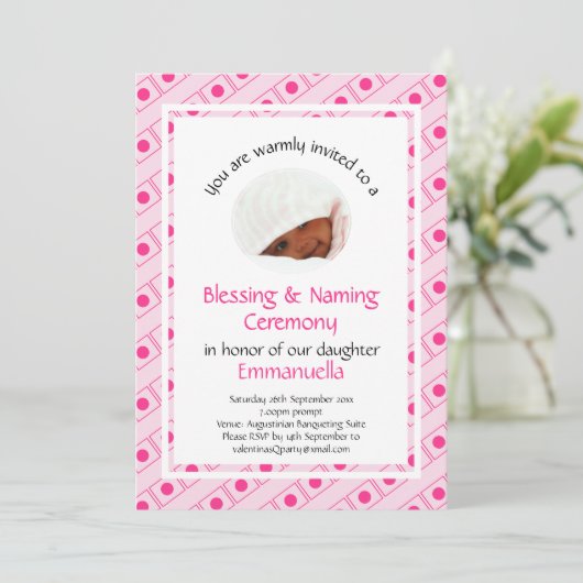 doopsel | ZEGEN NAAMGEVING | roze | Foto Kaart (Staand voorkant)