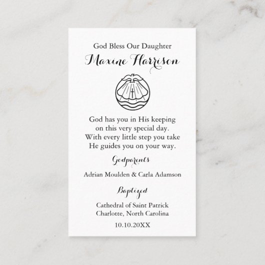 doopsgebed | doopkaars visitekaartje (Achterkant)