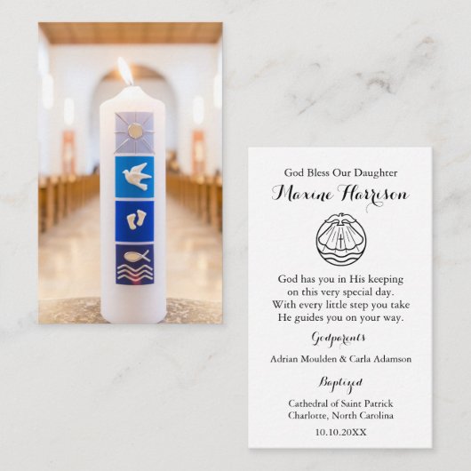 doopsgebed | doopkaars visitekaartje (Voorkant / Achterkant)