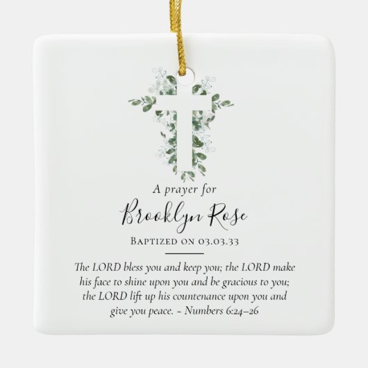 Doopsgebed houdt gunst in stand keramisch ornament (Voorkant)