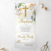 Doopsgezinde engelen genderneutrale drievoudige ui drieluik uitnodiging (Binnen)