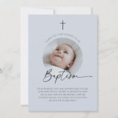 Doopsgezinde foto Dank u Dusky Blue Bedankkaart (Voorkant)