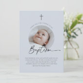 Doopsgezinde foto Dank u Dusky Blue Bedankkaart (Staand voorkant)