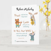 Doopsjongen Schattigee muziekdieren met Bijbelvers Kaart (Gele Bloem)