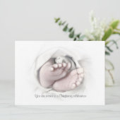 Doopuitnodiging baby feet potloodschets kaart (Staand voorkant)