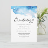 doopuitnodiging | Blauwe waterverf spatten Kaart (Staand voorkant)